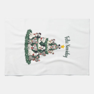 Paño De Cocina Feliz Navidog Camiseta de Navidad Perro, Divertida