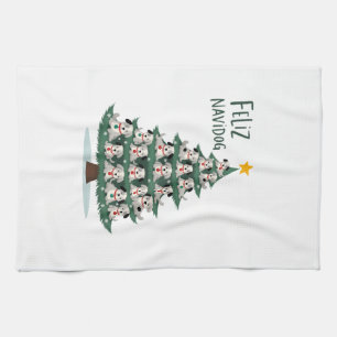 Paño De Cocina Feliz Navidog Camiseta de Navidad Perro, Divertida