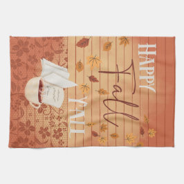 Paño De Cocina Feliz otoño con café y hojas de otoño