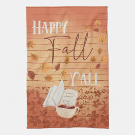 Paño De Cocina Feliz otoño con café y hojas de otoño