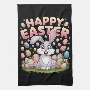 Paño De Cocina Feliz Pascua 2025 Huevos Conejo Conejito Lindo