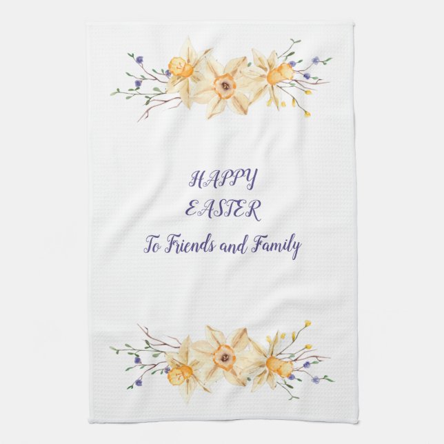 Paño De Cocina Feliz Pascua a amigos y familiares (Vertical)