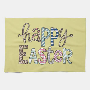 Paño De Cocina Feliz Pascua Conejo Floral Lindo Primavera Leopard
