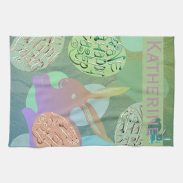 Paño De Cocina "Feliz Pascua" de huevos de conejo de Pascua