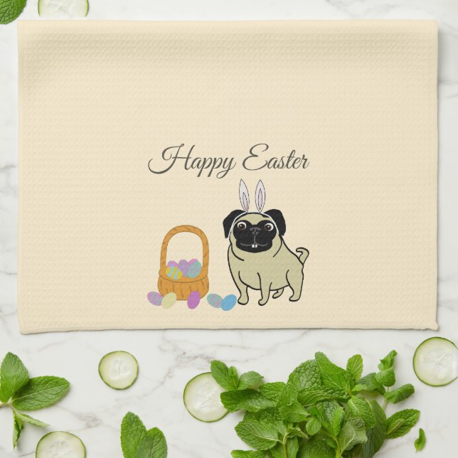 Paño De Cocina Feliz Pascua, perro (Doblado)