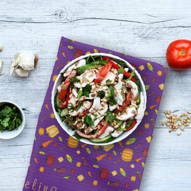 Paño De Cocina Felíz patrón de verduras de acción de agradecimien (Subido por el creador)