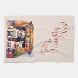 Paño De Cocina ¡Feliz Perro travieso! Navidad