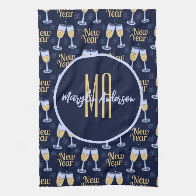 PAÑO DE COCINA FELIZ PERSONALIZADO  DE AÑO NUEVO Y NAVIDADES VINÍ (Vertical)