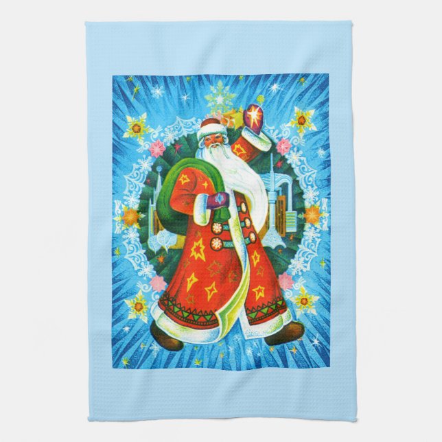 Paño De Cocina Feliz Santa (Vertical)