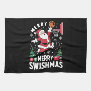 Paño De Cocina Feliz Swishmas Navidad Santa Jugando Baloncesto