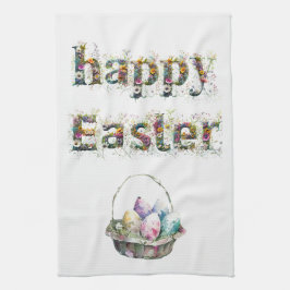 Paño De Cocina Feliz texto decorativo de Pascua