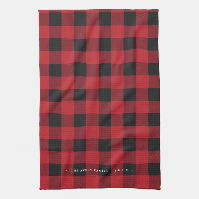 Paño De Cocina Feriado de Plaid personalizado (Vertical)