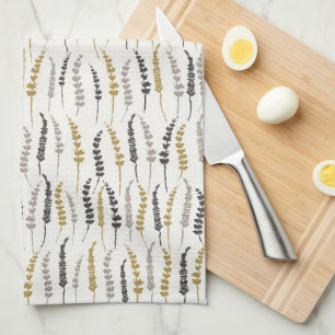 Paño De Cocina Fern Cottage Print Gold y Grey