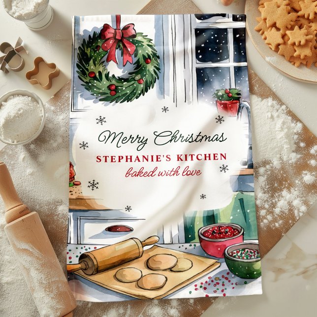 Paño De Cocina Ferry Christmas Kitchen Baking Scene Personalizado (Subido por el creador)
