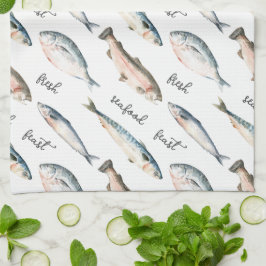 Paño De Cocina Festín de pescado fresco de marisco