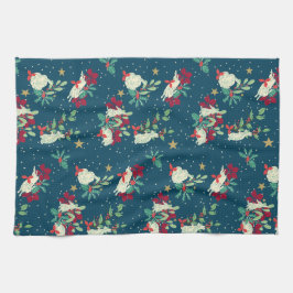 Paño De Cocina Festive Bunnies Play As Snow Falls