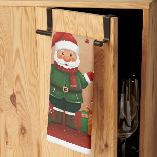 Paño De Cocina Festive Santa & Gifts Christmas Kitchen Towel (Pliegue de tercios)