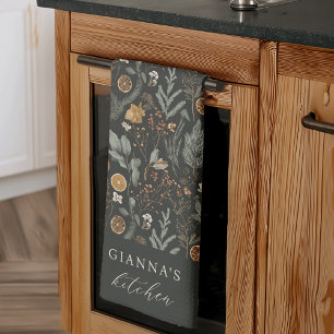 Paño De Cocina Festividad Botánica Personalizada Moody Winter