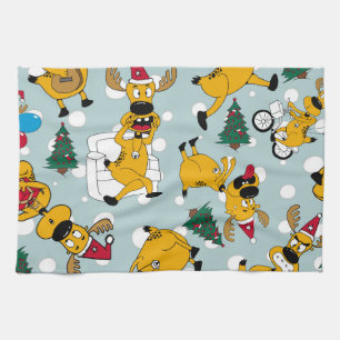 Paño De Cocina Festividad de ciervos: Diseño del patrón de Navida