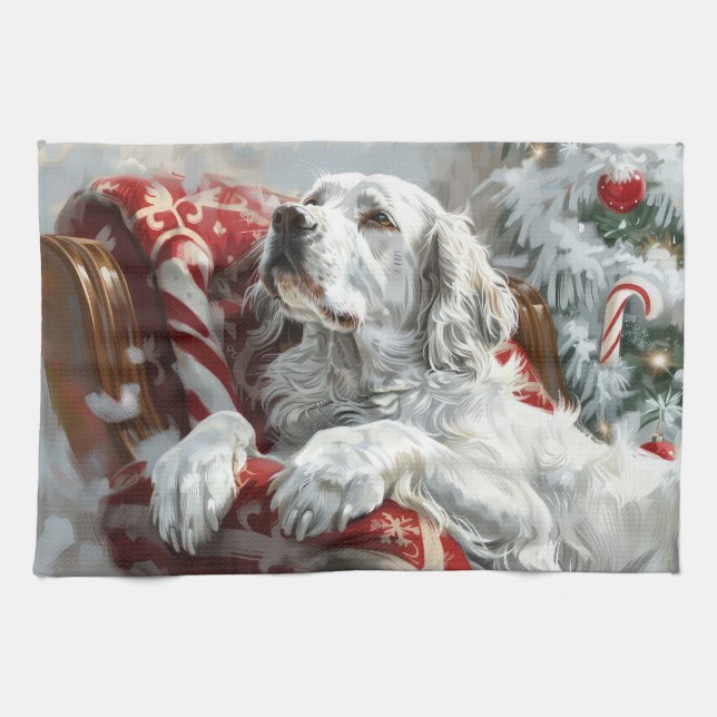 Paño De Cocina Festividad de los Navidades de perro de la escuela (Horizontal)
