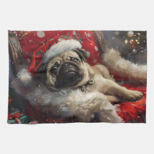 Paño De Cocina Festividad de los Navidades de perro de pug