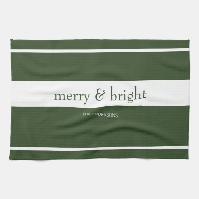 Paño De Cocina Festividad de los Navidades verdes modernos y bril (Horizontal)