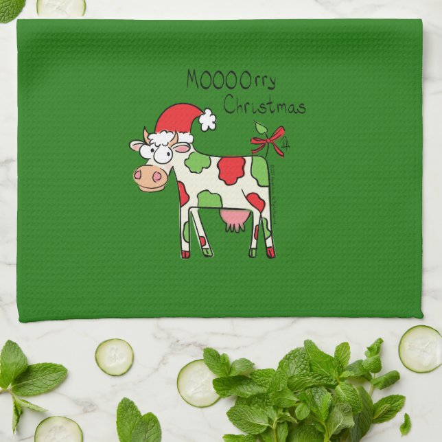 Paño De Cocina Festividad de Navidades Personalizados de vacas di (Doblado)
