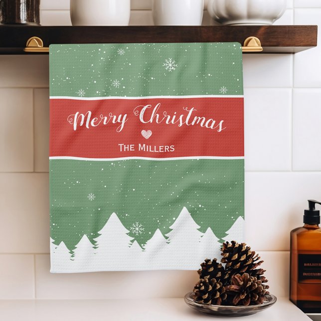 Paño De Cocina Festividad Feliz Navidad Apellido Snowflake (Subido por el creador)