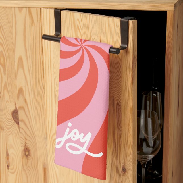 Paño De Cocina Festividad roja rosada de los Navidades retro Mod  (Pliegue de tercios)