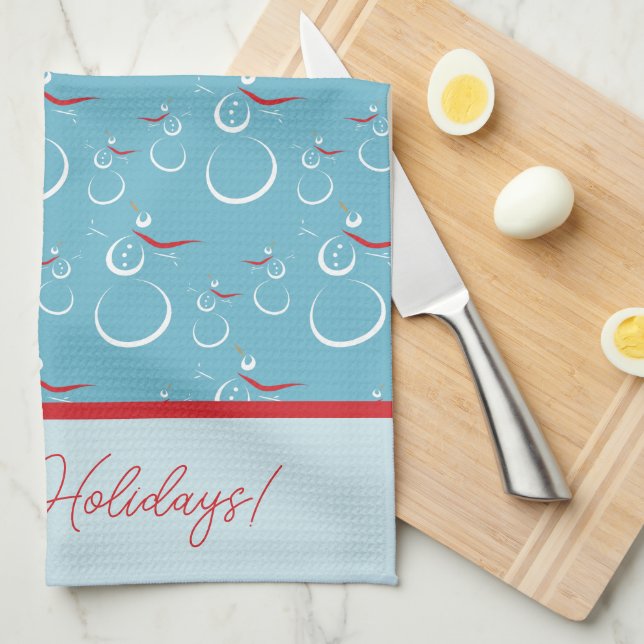 Paño De Cocina Festividades Cyan Red Merry Cuestionan Patrón De S (Doblado Cuarto)