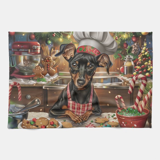 Paño De Cocina Festividades en Pinscher en Alemania: Navidades fe (Horizontal)