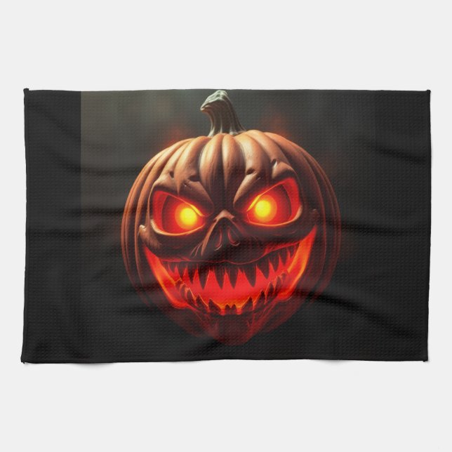 Paño De Cocina Fierce Neon Pumpkin Halloween Kitchen Towel (Horizontal)