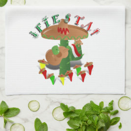Paño De Cocina Fiesta Cactus con Sombrero y Guitarra