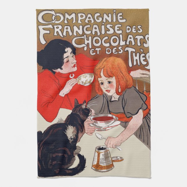 Paño De Cocina Fiesta de chocolate francés Steinlen Art (Vertical)