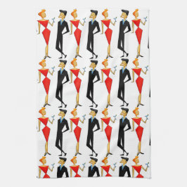 Paño De Cocina Fiesta de cócteles negros rojos Retro 50