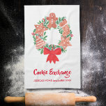 Paño De Cocina Fiesta de Cookie Exchange de navidades<br><div class="desc">Esta linda y encantadora toalla de cocina será perfecta para su fiesta de Cookie Exchange. Se imprime con una acuarela decorativa de una corona festiva de galletas de Navidades. Dáselo como un favor partidario. Personalizar esta toalla de cocina con tu nombre y año. ¡Disfruta de las vacaciones divertidas! Acuarela original...</div>