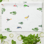 Paño De Cocina Fiesta de Ilustracion de esquí alpino Freeride<br><div class="desc">Diseño de patrones de esquí con temática invernal de Guay con esquiadores esquiando por las pistas de esquí alpino entre los abetos cubiertos de nieve en los alpes. Los esquiadores Freeride llevan coloridos trajes de esquí retro vintage, esquiando cuesta abajo con esquís sobre un paisaje montañoso blanco y nevado. Maravilloso...</div>