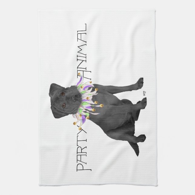 Paño De Cocina Fiesta de Labrador Retriever Negro (Vertical)
