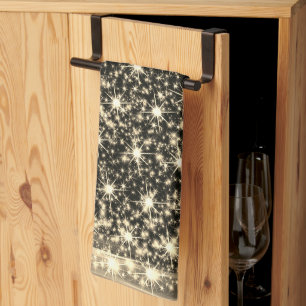 Paño De Cocina Fiesta de Navidad Árbol Brillante Dorado Invierno