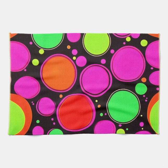 Paño De Cocina Fiesta de puntos de neón (Horizontal)