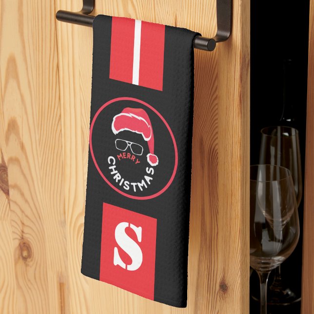 Paño De Cocina Fiesta navideña de los Navidades negros rojos (Subido por el creador)