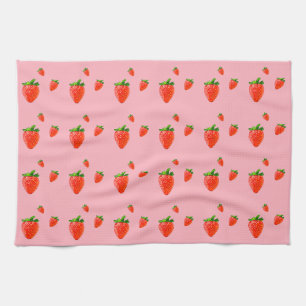 Paño De Cocina Fiesta rosa del patrón de fresa roja