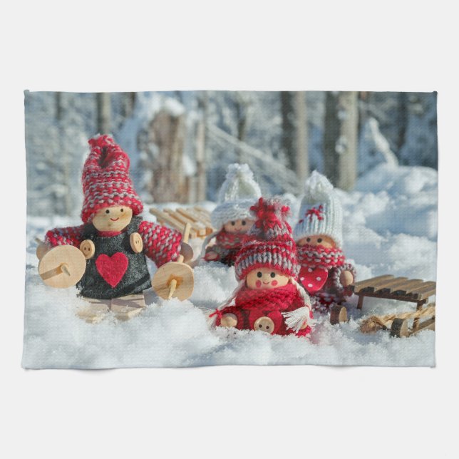 Paño De Cocina Figuras Navidades de madera (Horizontal)