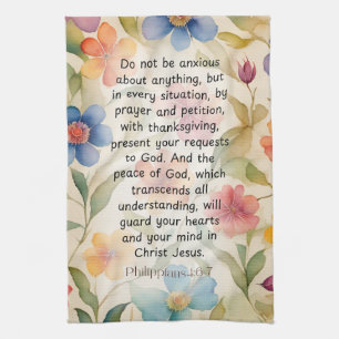 Paño De Cocina Filipinas 4:6-7 Biblia cristiana Verse acuarela