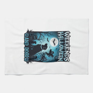 Paño De Cocina Fin de semana Halloween Perros Fantasma Luna Llena