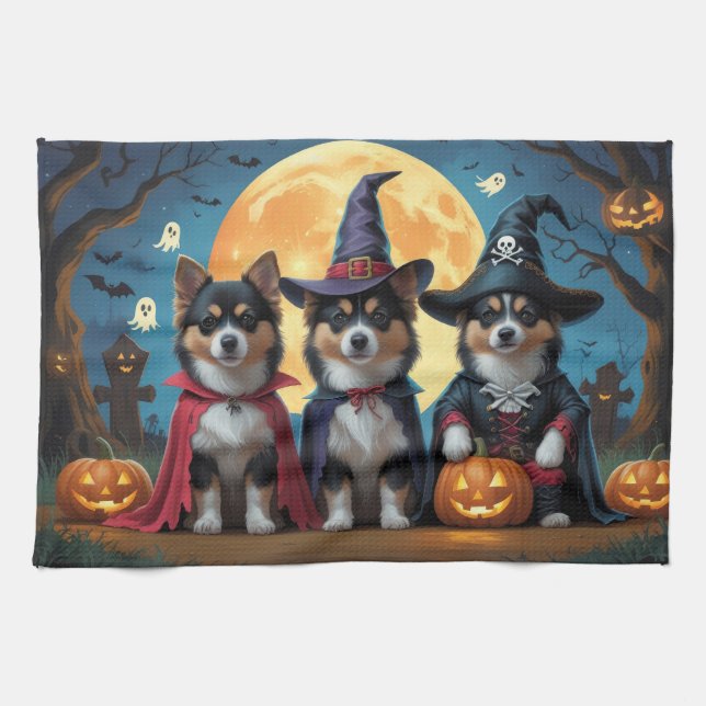 Paño De Cocina Finlandés Lapphund Dogs Pumpkin Halloween Funny (Horizontal)