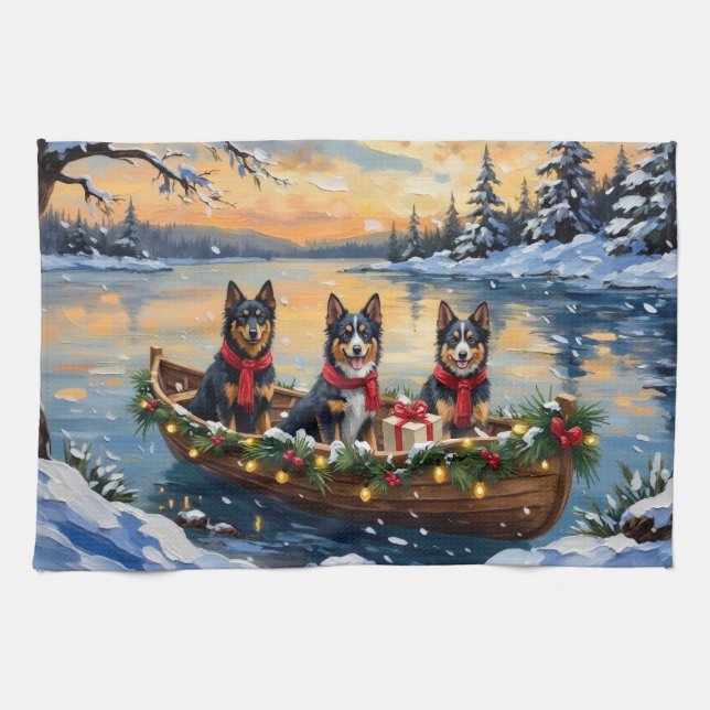 Paño De Cocina Finnish Lapphund Christmas Boat Holiday (Horizontal)