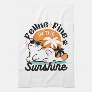 Paño De Cocina Fino felino a la luz del sol - Gato tropical relaj