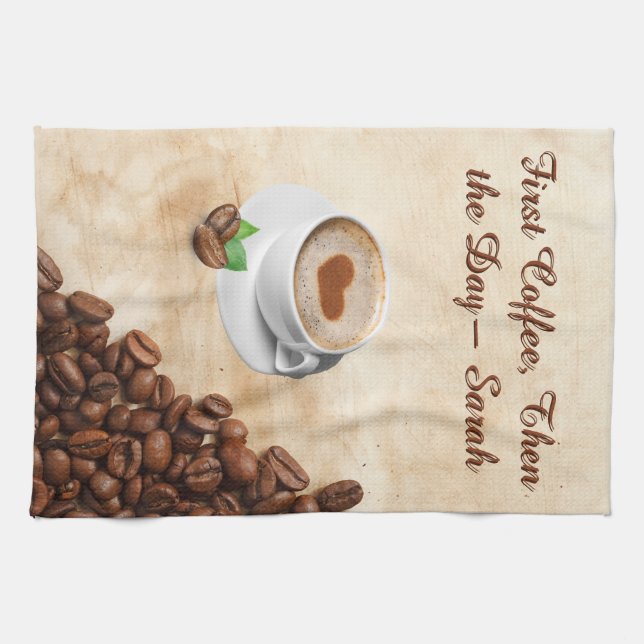 Paño De Cocina First Coffee, Then the Day – Sarah Kitchen Towel (Horizontal)