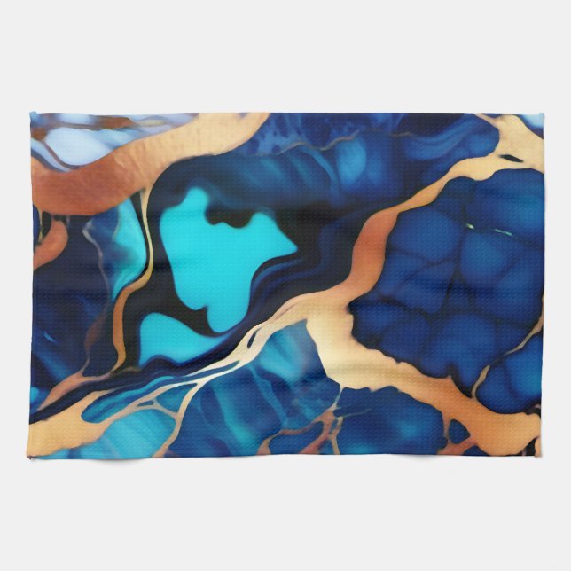 Paño De Cocina Flamante dorado azul trenzado (Horizontal)